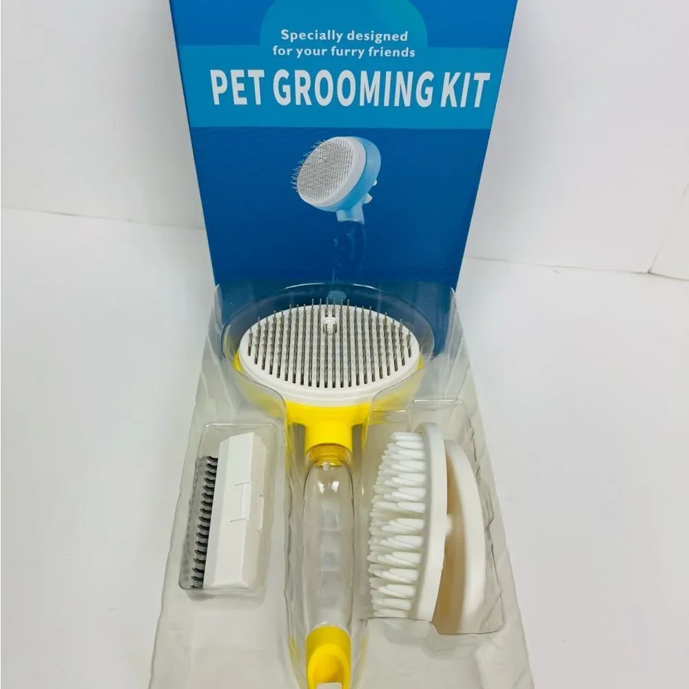 Dog Steam Grooming Brush and Metal Comb Combo